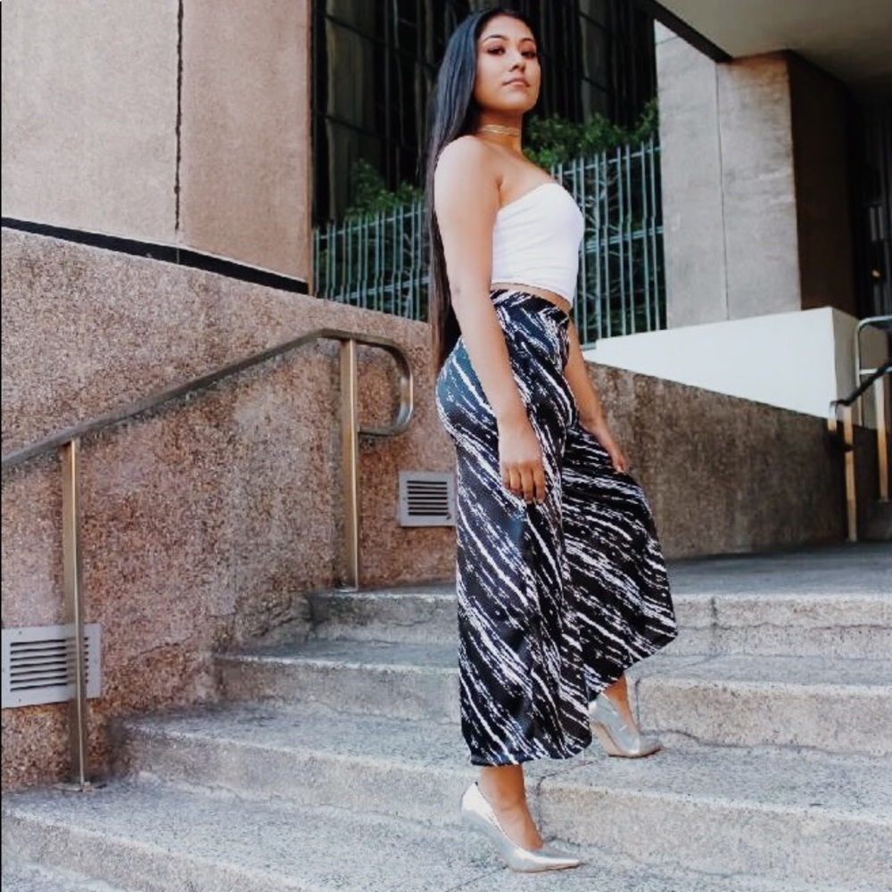 Custom made: Marble print wide leg pants